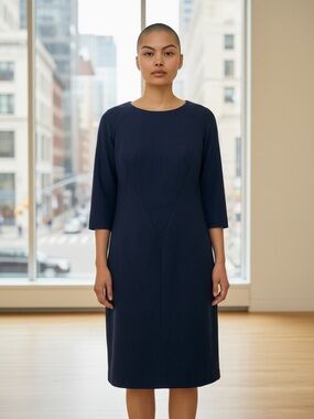 Daniel Hechter Navy Shift Dress with Three-Quarter Sleeves